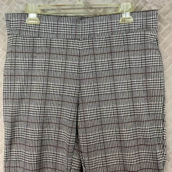 Time And Tru Womens Large Office Dress Pants Gray Houndstooth Plaid Straight Leg - Picture 2 of 14